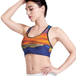 Sunset Mountain Print Women's Sports Bra