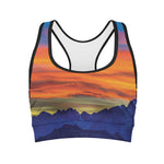 Sunset Mountain Print Women's Sports Bra