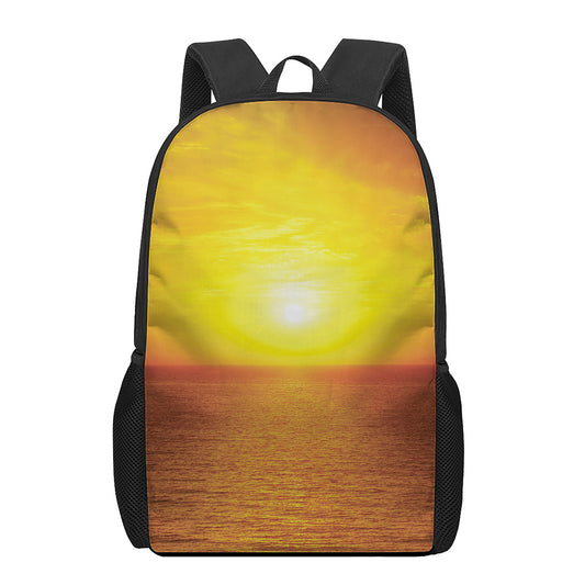 Sunset Over Sea Print 17 Inch Backpack