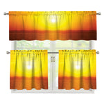 Sunset Over Sea Print 3 Piece Kitchen Curtains