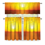 Sunset Over Sea Print 3 Piece Kitchen Curtains