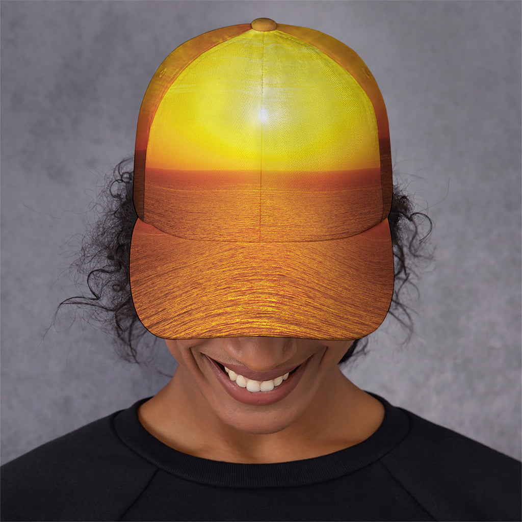 Sunset Over Sea Print Baseball Cap