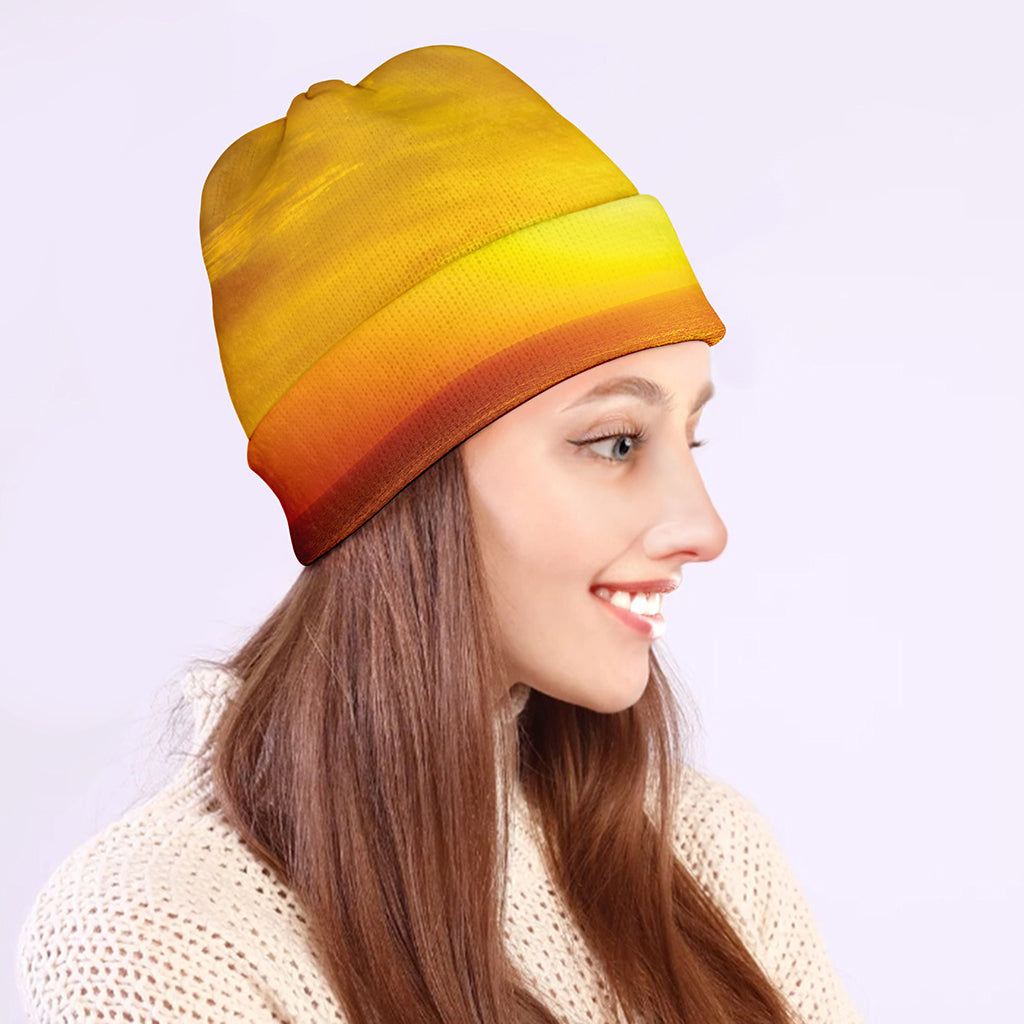Sunset Over Sea Print Beanie