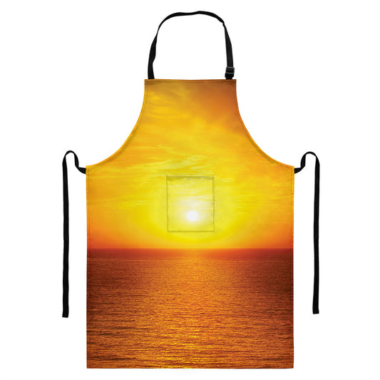 Sunset Over Sea Print Bib Apron With Pocket