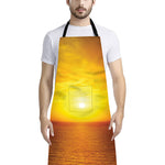 Sunset Over Sea Print Bib Apron With Pocket