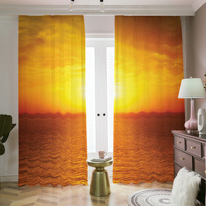 Sunset Over Sea Print Blackout Pencil Pleat Curtains