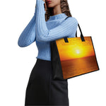 Sunset Over Sea Print Canvas Tote Bag
