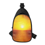 Sunset Over Sea Print Chest Bag