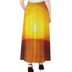Sunset Over Sea Print Chiffon Maxi Skirt