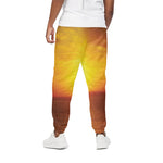 Sunset Over Sea Print Cotton Pants