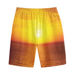 Sunset Over Sea Print Cotton Shorts