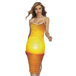 Sunset Over Sea Print Cross Back Cami Dress