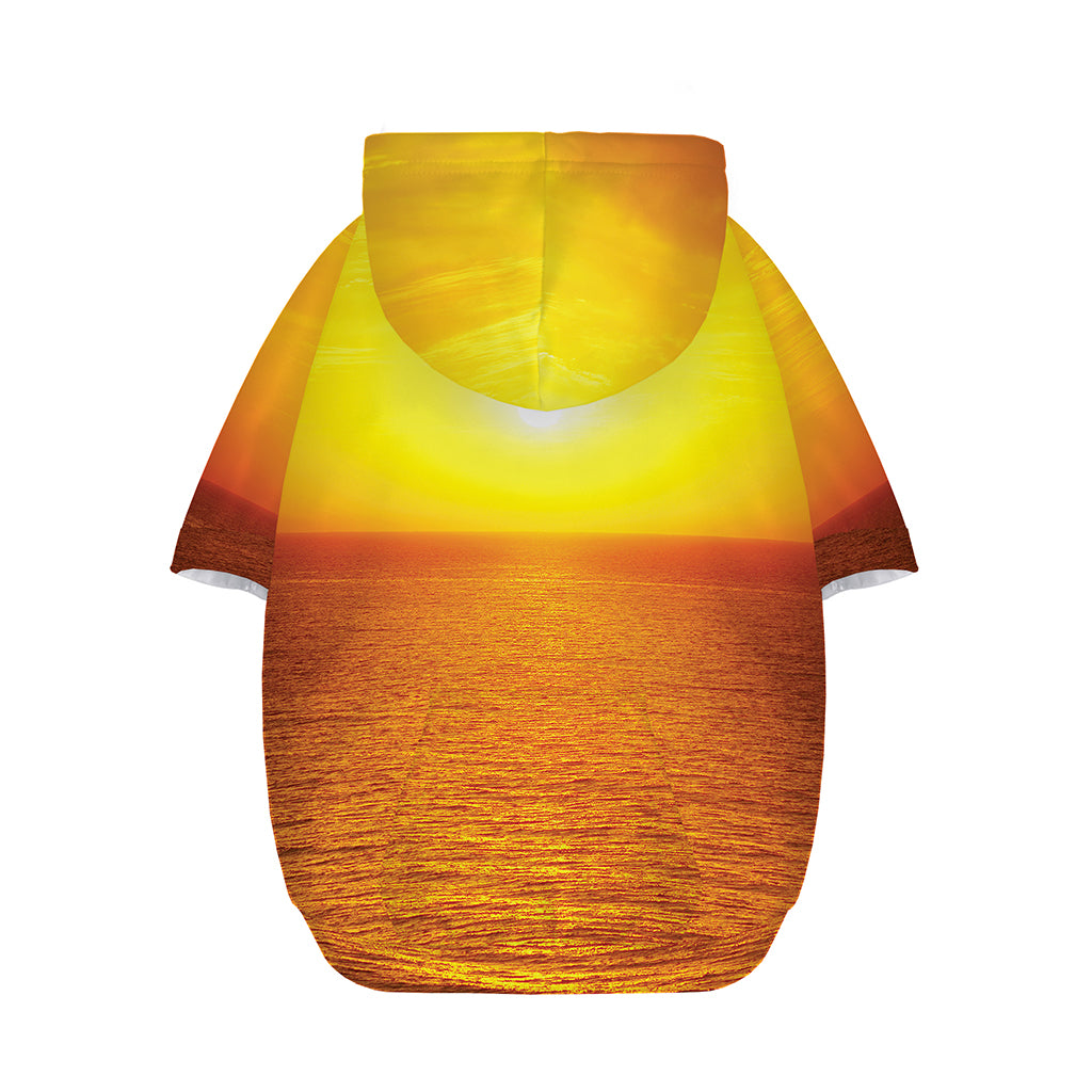 Sunset Over Sea Print Dog Zip Up Hoodie