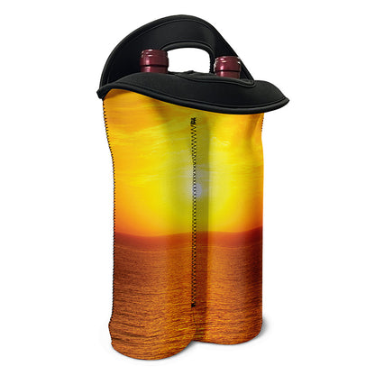 Sunset Over Sea Print Double Neoprene Wine Tote