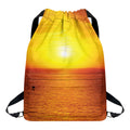 Sunset Over Sea Print Drawstring Backpack