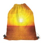 Sunset Over Sea Print Drawstring Bag