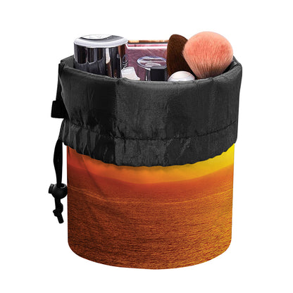 Sunset Over Sea Print Drawstring Makeup Bag