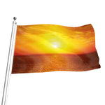 Sunset Over Sea Print Flag