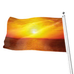 Sunset Over Sea Print Flag