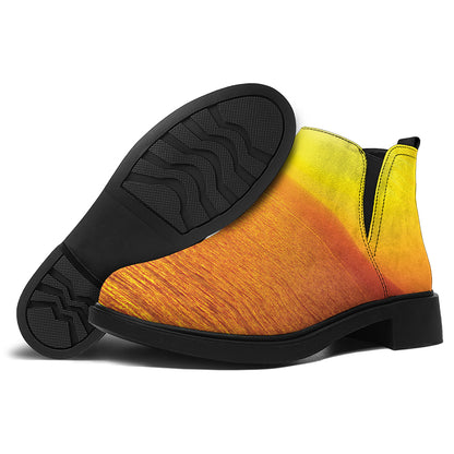 Sunset Over Sea Print Flat Ankle Boots