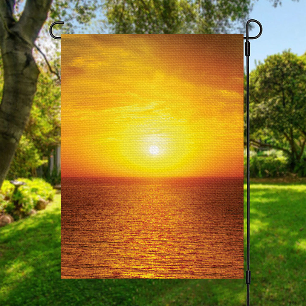 Sunset Over Sea Print Garden Flag