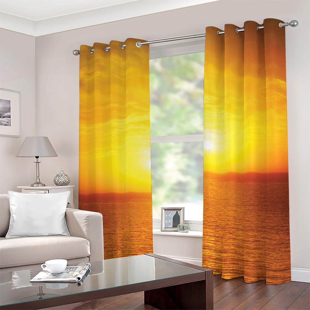 Sunset Over Sea Print Grommet Curtains