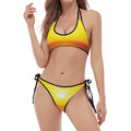 Sunset Over Sea Print Halter Scoop Tie Side Bikini