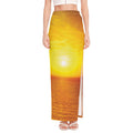 Sunset Over Sea Print High Slit Maxi Skirt