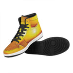 Sunset Over Sea Print High Top Leather Sneakers