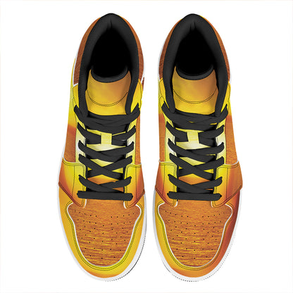 Sunset Over Sea Print High Top Leather Sneakers