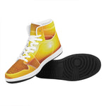 Sunset Over Sea Print High Top Leather Sneakers