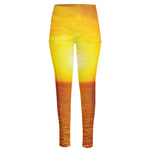 Sunset Over Sea Print High-Waisted Pocket Leggings