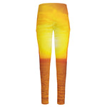 Sunset Over Sea Print High-Waisted Pocket Leggings