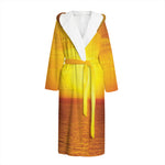 Sunset Over Sea Print Hooded Bathrobe