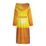 Sunset Over Sea Print Hooded Bathrobe