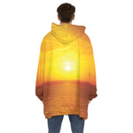 Sunset Over Sea Print Hoodie Blanket