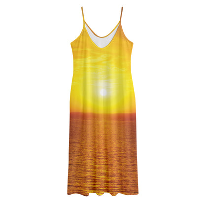 Sunset Over Sea Print Jersey Midi Cami Dress