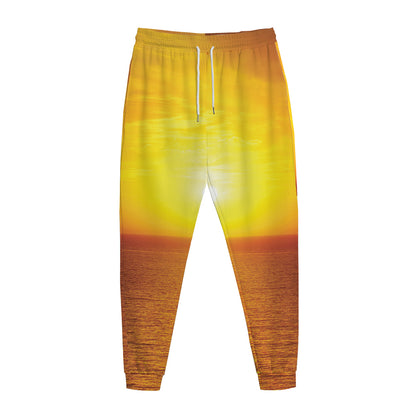 Sunset Over Sea Print Jogger Pants