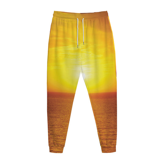Sunset Over Sea Print Jogger Pants