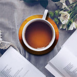 Sunset Over Sea Print Leather Coaster Set