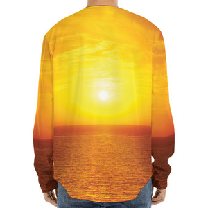 Sunset Over Sea Print Long Sleeve Baseball Jersey