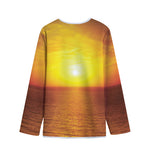 Sunset Over Sea Print Long Sleeve Short Coat