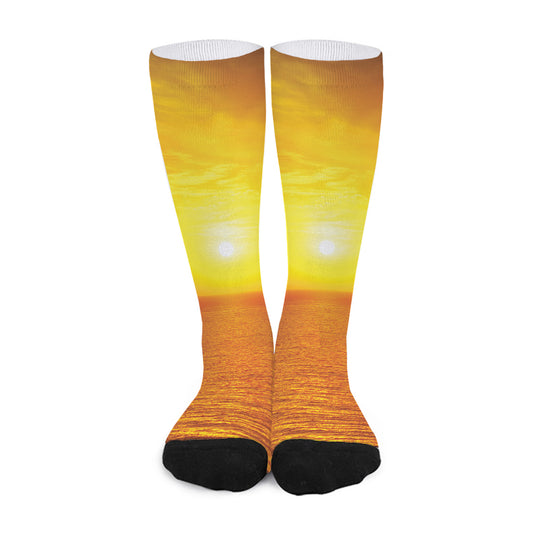 Sunset Over Sea Print Long Socks