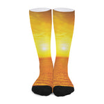 Sunset Over Sea Print Long Socks