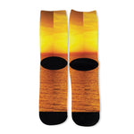 Sunset Over Sea Print Long Socks