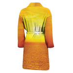 Sunset Over Sea Print Men's Bathrobe