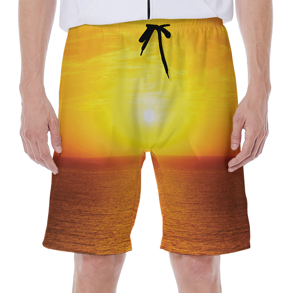 Sunset Over Sea Print Men's Beach Shorts