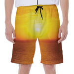 Sunset Over Sea Print Men's Beach Shorts