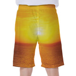 Sunset Over Sea Print Men's Beach Shorts