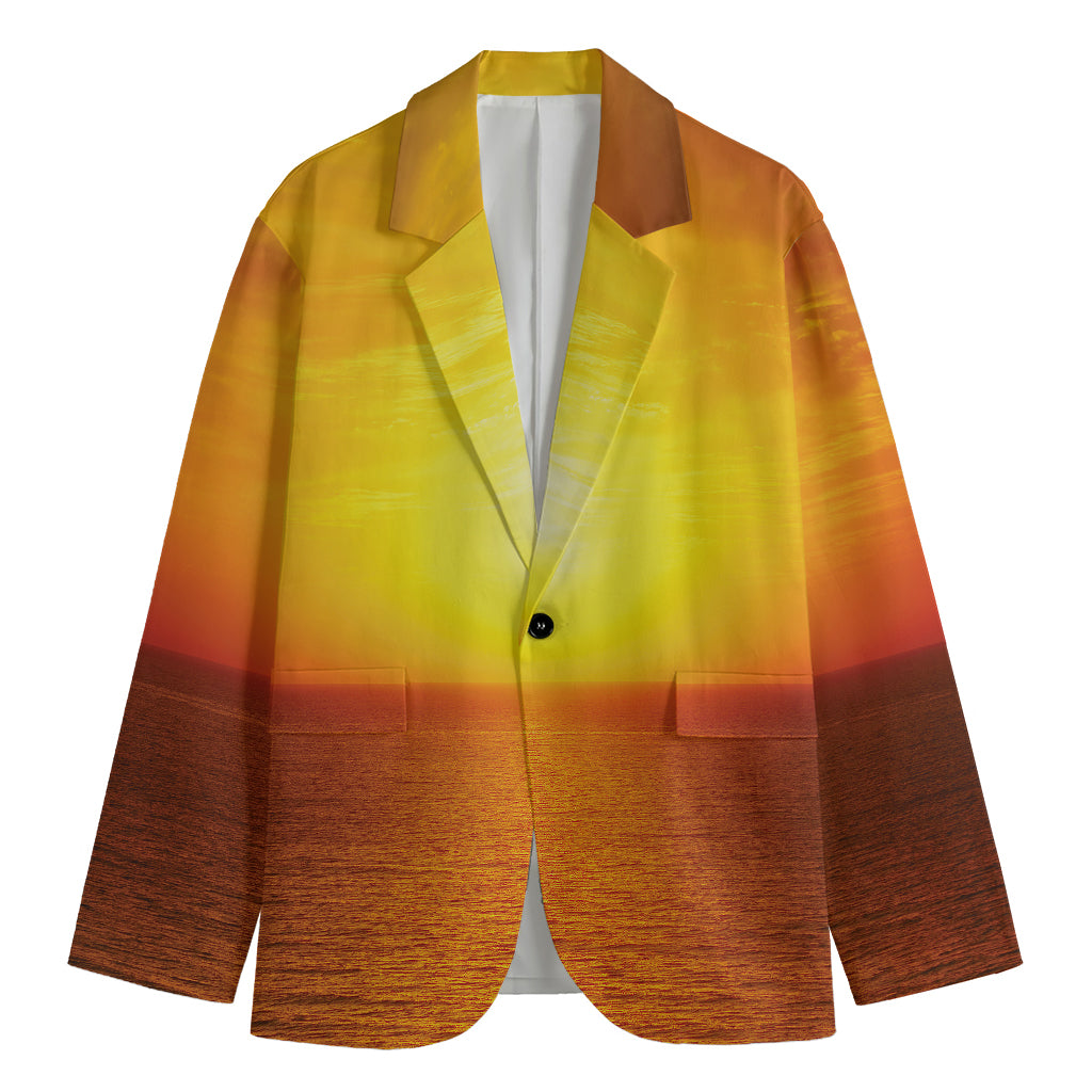 Sunset Over Sea Print Men's Blazer